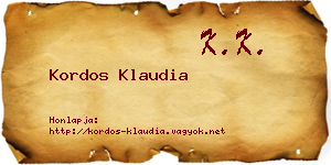 Kordos Klaudia névjegykártya